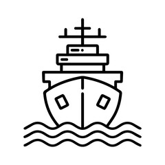 Ship icon or modern line symbol. Vector line art and icon design with bold outline. Black and white Pixel Perfect minimalistic symbol isolated white background. Silhouette simple thin sign