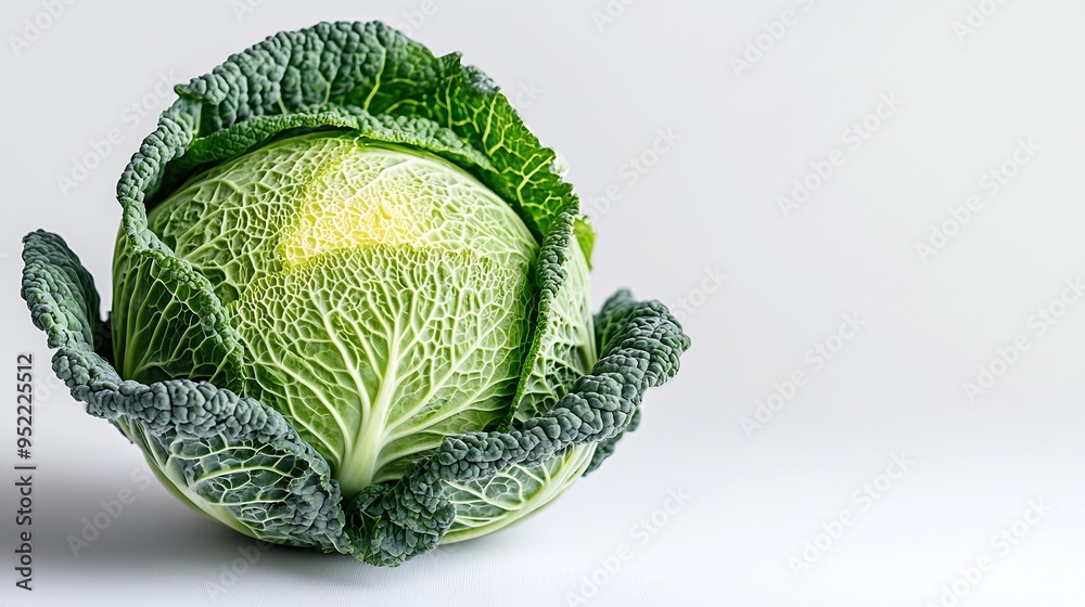 Poster fresh ripe cabbage vegetable isolated on a white background : generative ai