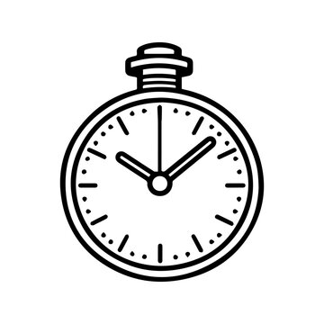 recommend clip art: Stopwatch icon or modern line symbol. Vector line art and icon design with bold outline. Black and white Pixel Perfect minimalistic symbol isolated white background. Silhouette simple thin sign