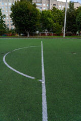 A sweep at the football goal at the school stadium. Football field