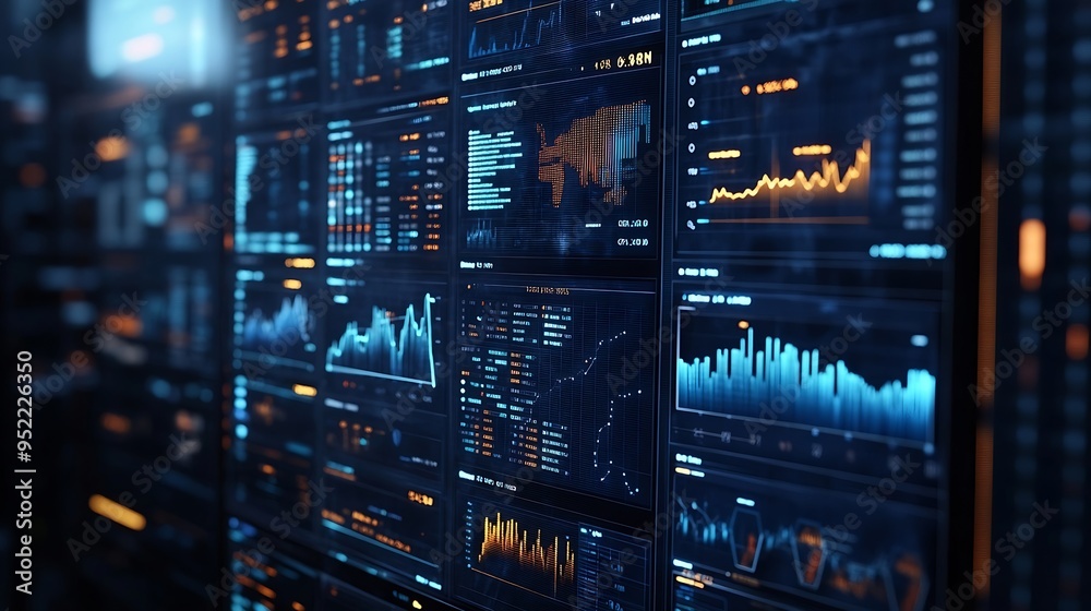 Leinwandbilder Business finance data analytics graphFinancial management technologyAdvisor using KPI Dashboard on virtual screen : Generative AI