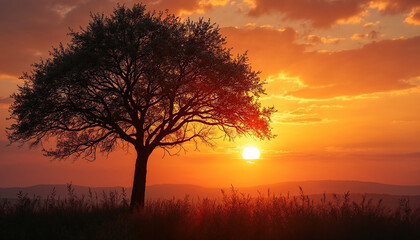 Fototapeta premium sunset in the forest
