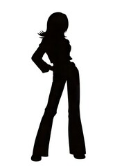 Fototapeta premium Silhouette of a confident woman posing stylishly in black attire.