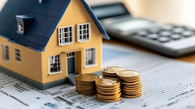 Property tax concept investment planning real estate business interest rate house tax House purchase contract term concept house sale and home insurance concept : Generative AI