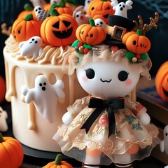 Fototapeta premium Halloween Festivities: A Cozy Autumn Celebration