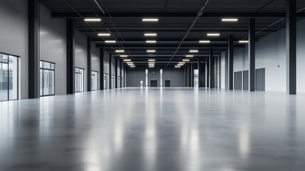 Obraz premium A spacious, modern warehouse with an emphasis on sustainability, featuring recycled materials and energy-efficient operations.