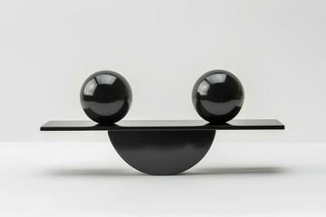 Black balance on a white background, a minimalist concept using geometric shapes and objects, a concept for a social collection or self