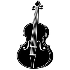 Fototapeta premium Cello musical instrument silhouette vector art illustration on white background 