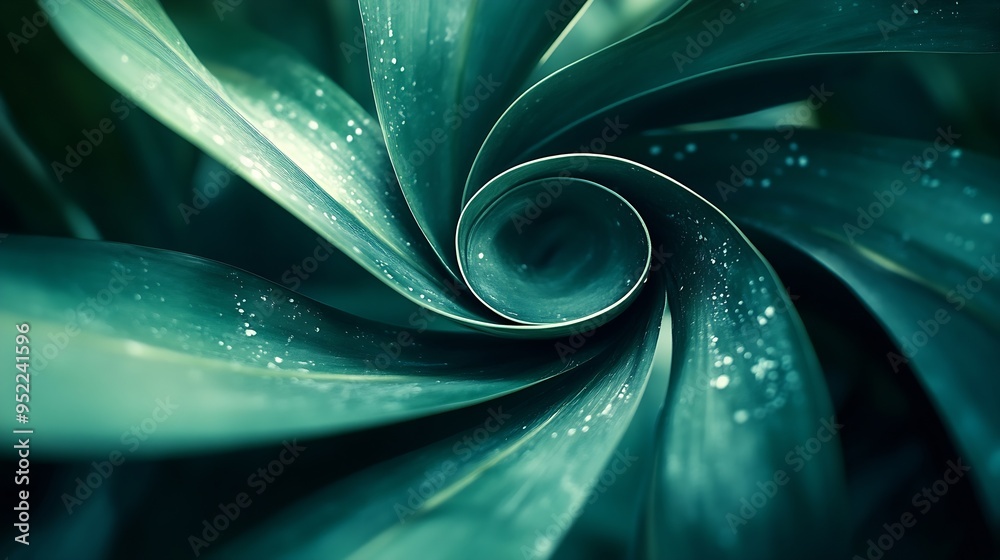 Poster The palm leaf curls towards the center Abstract nature background : Generative AI
