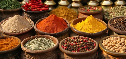 Fototapeta premium Vibrant Spices in a Market Stall