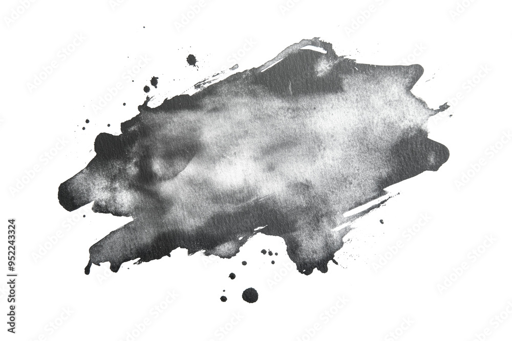 Poster a dark, textured watercolor blot with uneven edges and subtle shading, created on a transparent back