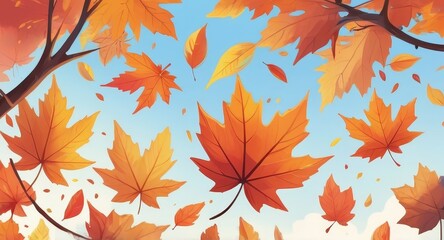 Obraz premium Autumn leaves falling with copy space on a white background
