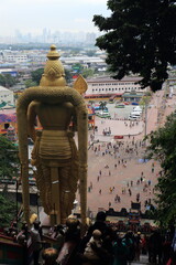 Kuala Lumpur, Malaysia - May 4, 2024: Mysterious view of Batu Caves in Malaysia