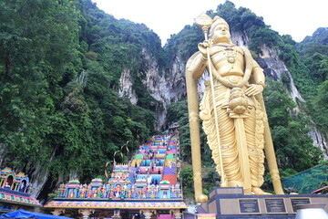 Kuala Lumpur, Malaysia - May 4, 2024: Mysterious view of Batu Caves in Malaysia