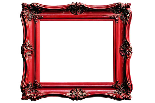 Vintage  antique red  frame mock up isolated on white background