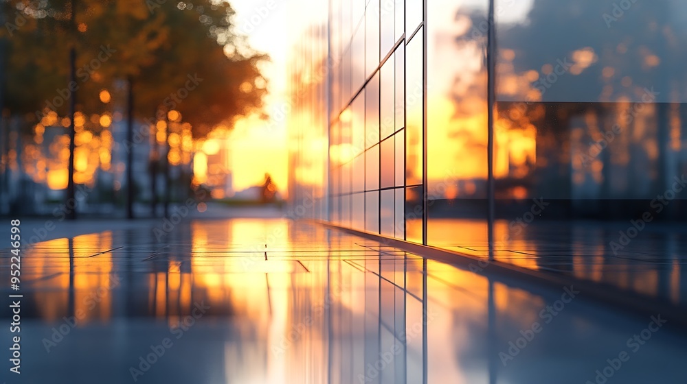 Poster facade with reflections in an urban landscape : generative ai