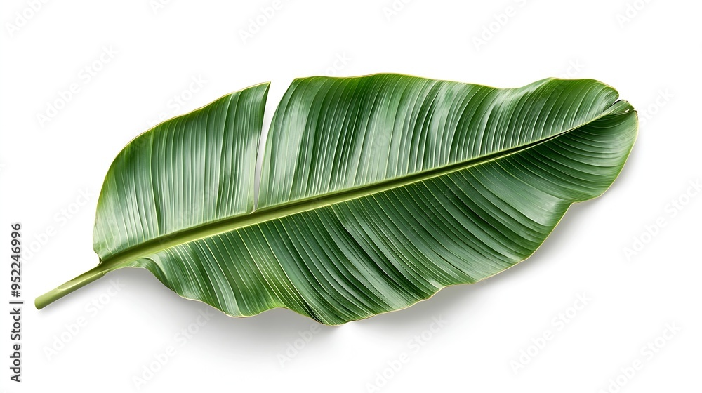Aufkleber tropical banana leaf isolated on white background with clipping path : generative ai