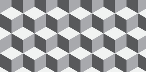 Seamless pattern block cube background. hexagon Cubes mosaic shape vector design. Minimal Abstract black and gray from cubes vector art design. Geometric tiles and mosaic creative stylish