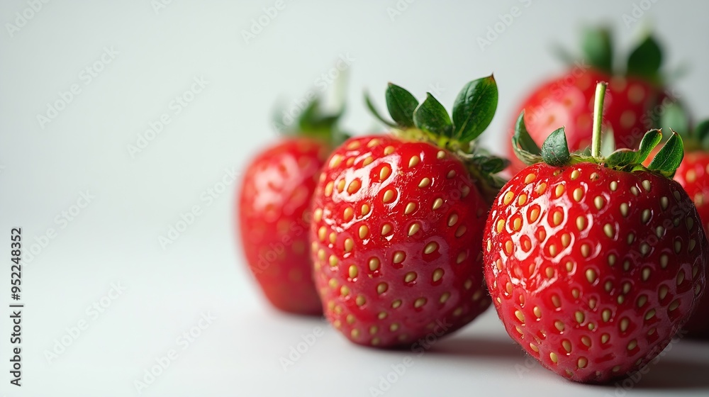 Poster red strawberries isolated on a white background : generative ai