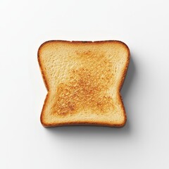 A cute 3D icon of a single slice of buttered toast with a golden-brown crust, placed on a simple white background