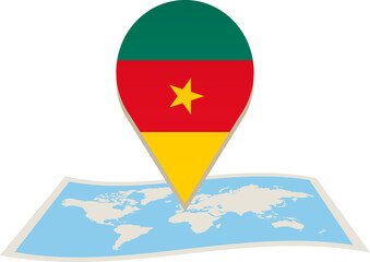 Fototapeta premium Cameroon flag on World map