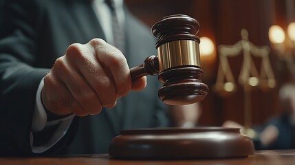 Lawyers hand concept Justice with Judge gavel Businessman in suit or Hiring lawyers in the digital system Legal law prosecution legal adviser lawsuit detective investigationlegal consu : Generative AI