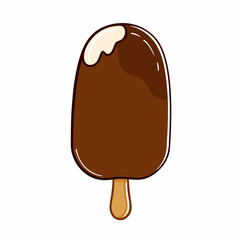 Popsicle ice cream with chocolate glaze, vector illustration on a isolated white background (23)