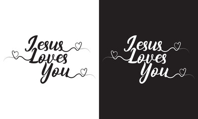 JESUS LOVES YOU black brush calligraphy banner with swashes  isolated on black and white background. Vector illustration. EPS 10