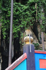 Monkeys living in the Batu Caves in Malaysia