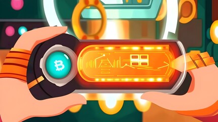 Futuristic Sci Fi Digital Control Interface with Energy Indicator Lights