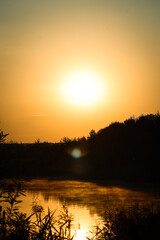golden sunrise on a summer lake