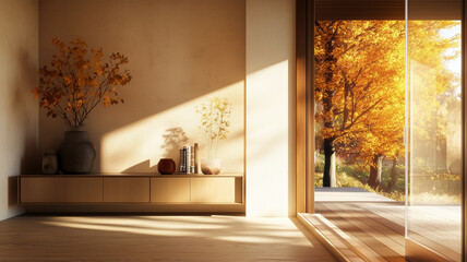 秋色に包まれた玄関