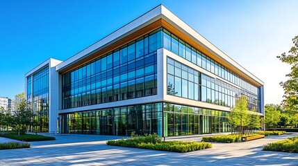 Fototapeta premium modern office building in daytime : Generative AI