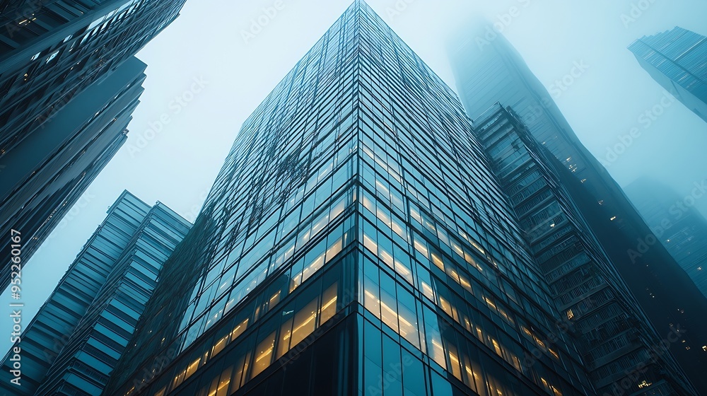 Poster modern office building in hong kong china : generative ai