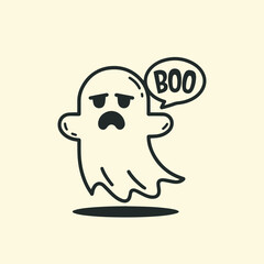 Fototapeta premium Ghost Of Disapproval. A cartoon drawing of a ghost with a speech bubble saying boo