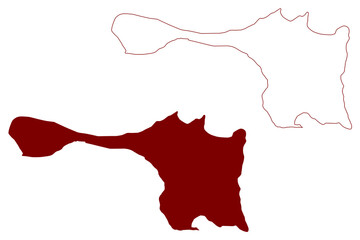 Holy island (United Kingdom of Great Britain and Northern Ireland, England) map vector illustration, scribble sketch Isle of Lindisfarne map