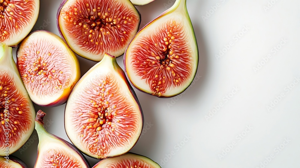 Aufkleber slices of ripe fresh fig isolated on white background : generative ai