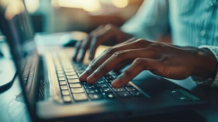 Close-up of hands typing on a keyboard during a computer consulting session. 
