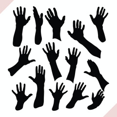 Obraz premium Hand silhouette, Various positions of hand vector set, Different Positions Hands 