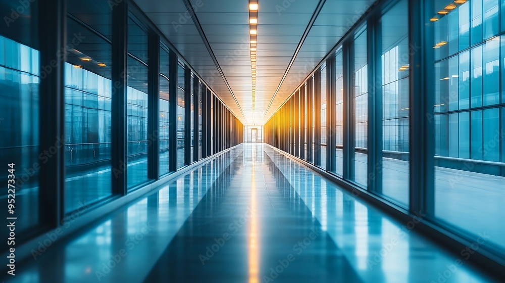 Aufkleber modern corridor at an office building background : generative ai