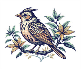 bird on a branch vector illustration