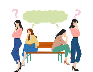 考え事をする女性のイラスト