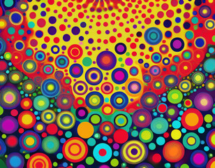 Bright Polka Dot Pattern Abstract and Playful Retro Design with Colorful Circles and Bold Background