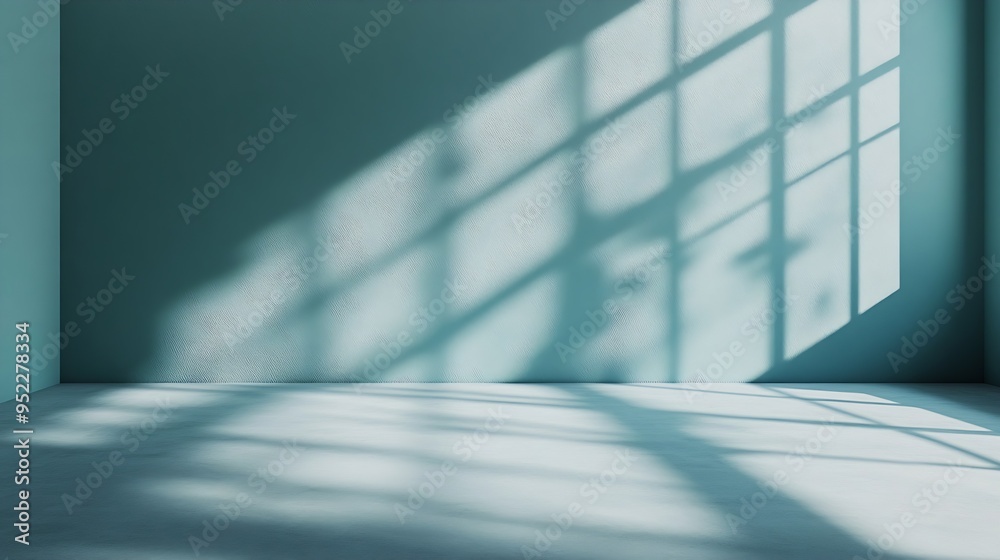 Leinwandbilder light blue minimalistic background for product presentation with beautiful light and shadow on the w
