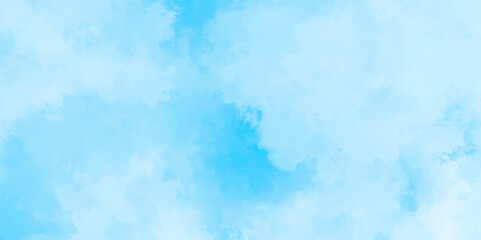 blue sky with clouds. Light sky blue shades watercolor background. Sky Nature Landscape Background. sky background with white fluffy clouds.><	