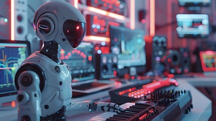 AI Driven Creative Studio with Robotic Composing Music and Designing Graphics