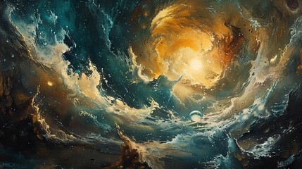 An amazing and captivating abstract piece of art that shows a cloud of cosmic energy