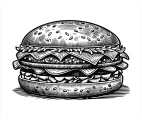 hamburger on black background