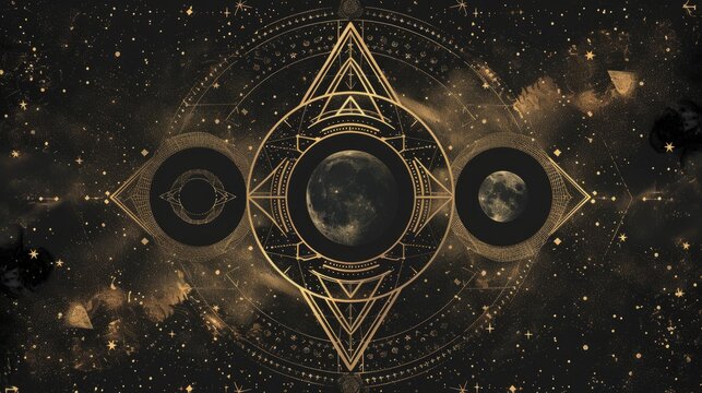 A mystical mandala featuring intricate geometric designs and dark runes, used to channel the power of black magic