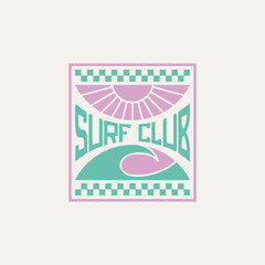 Vintage surf design template for surf club, surf shop, surf merch.